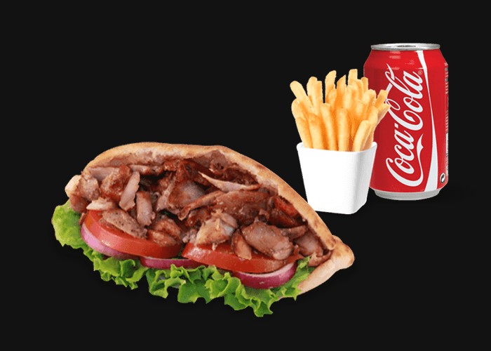 viande grec, crudits<br>
+ Frites<br>
+ 1 Boisson 33cl au choix.